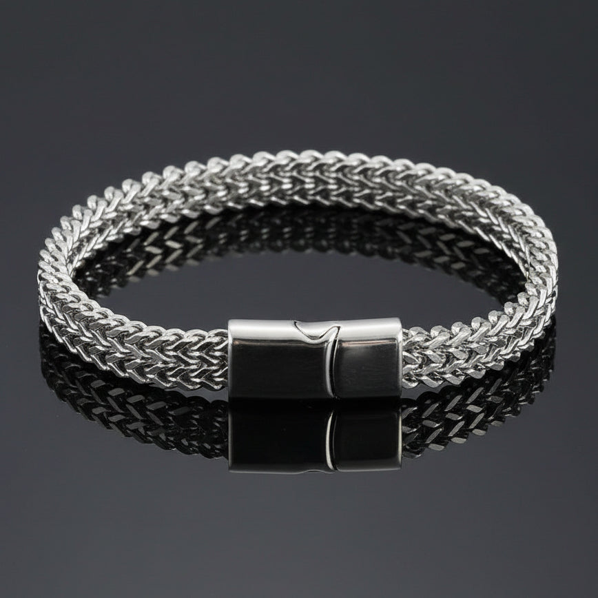 8mm Silver Foxtail Chain Bracelet for Men