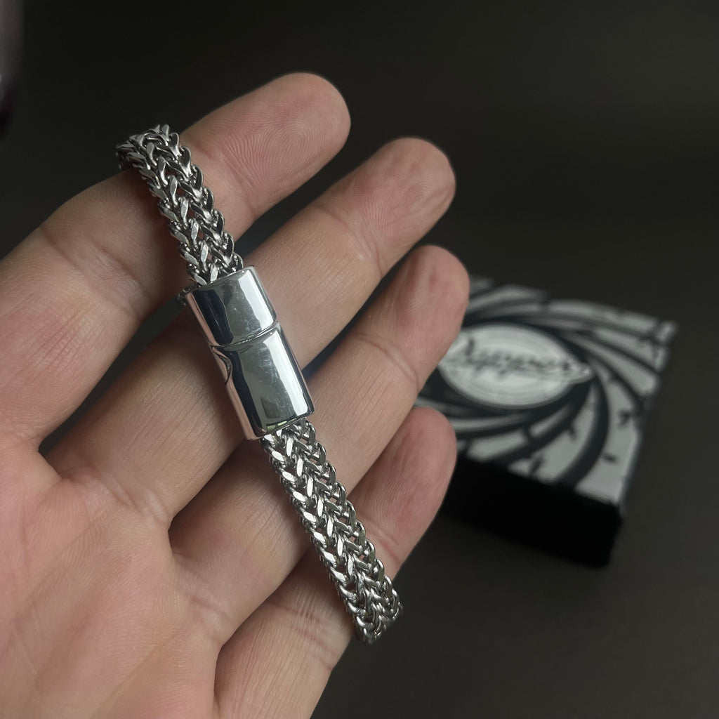 8mm Silver Foxtail Chain Bracelet for Men